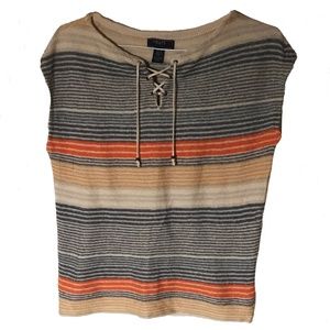 CHAPS LINEN COTTON BLEND TOP SIZE XS
